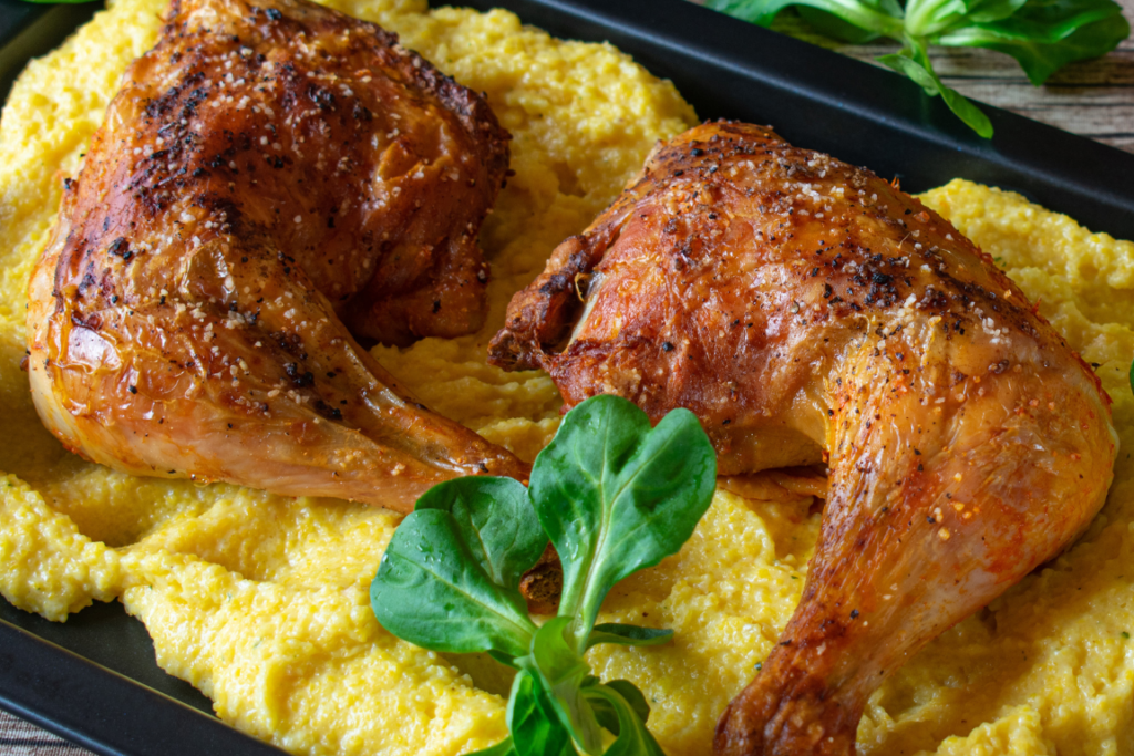 Galinha Caipira Assada Com Polenta Como Fazer Gostoso
