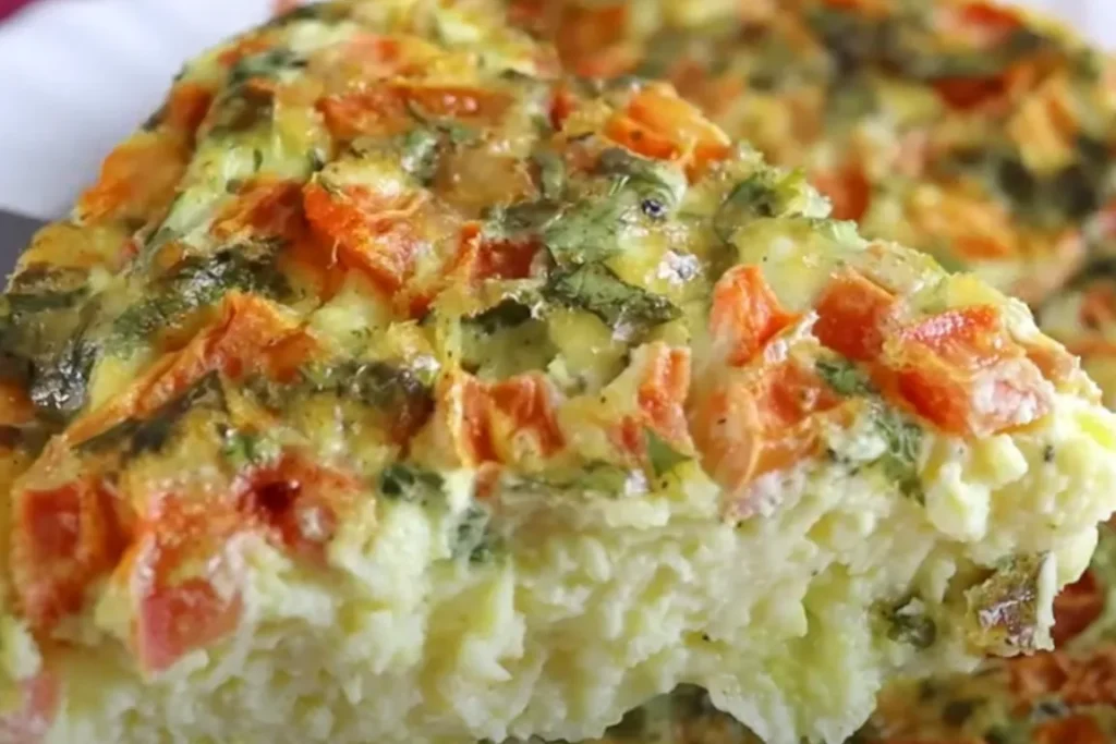 Almoço rápido omelete de forno com legumes