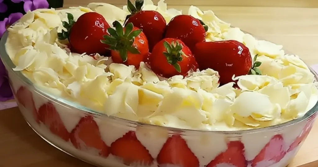 A torta gelada de leite ninho com morango perfeita para o Natal