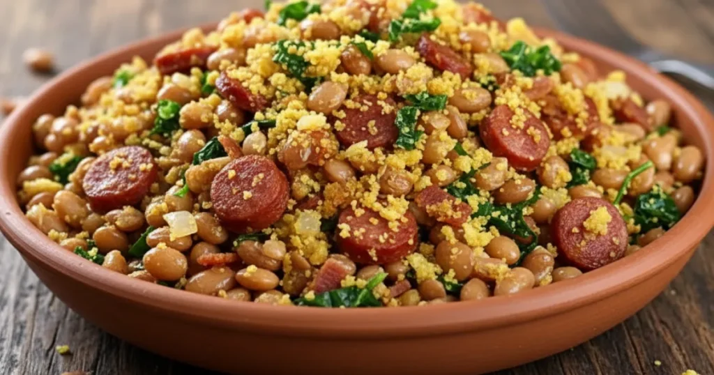 Feijão tropeiro mineiro completo e bem temperado o sabor de Minas que transforma qualquer almoço em especial