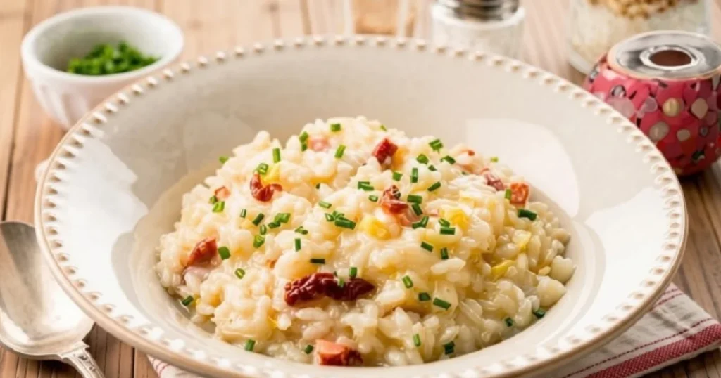 Risoto de bacon cremoso para dois: pronto em 40 minutos