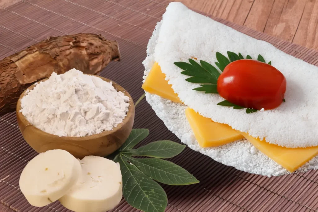 Ingredientes necessários para o beiju de tapioca