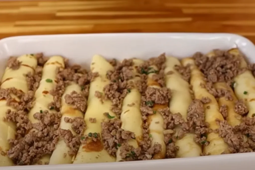 Modo de preparo da panqueca de forno bolonhesa ao molho branco